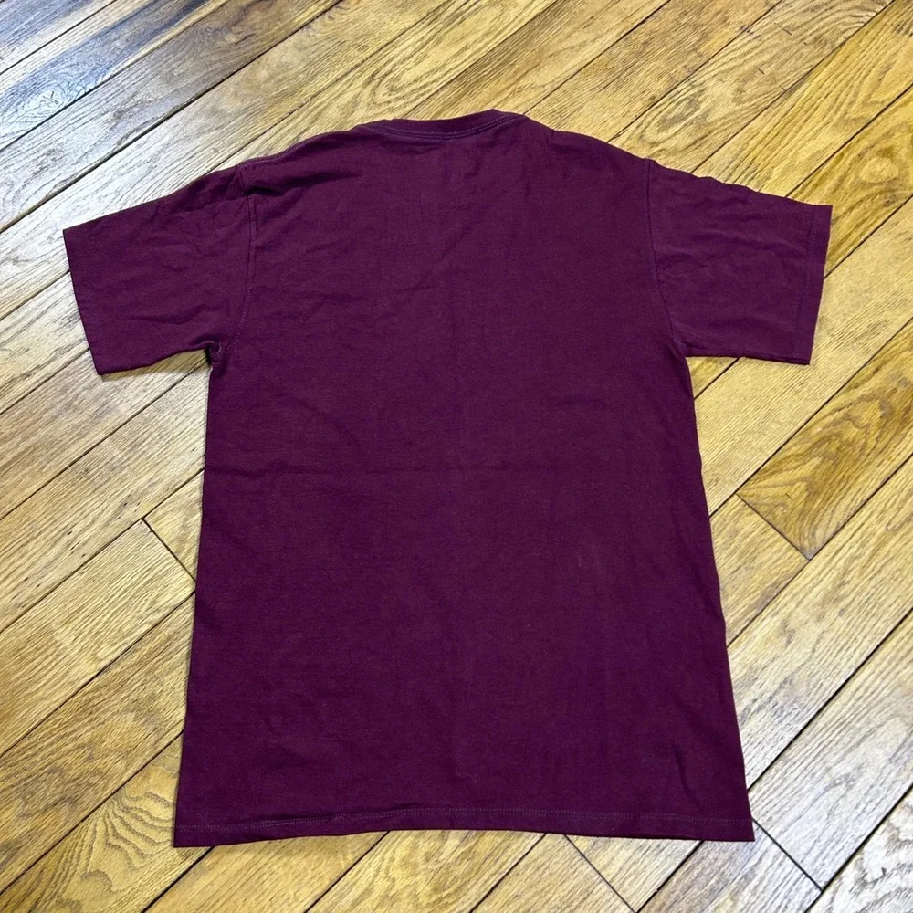 Champion Mens Short Sleeve‎ T-Shirt Maroon Burgundy Cotton Crew Neck Small S - Picture 2 of 5